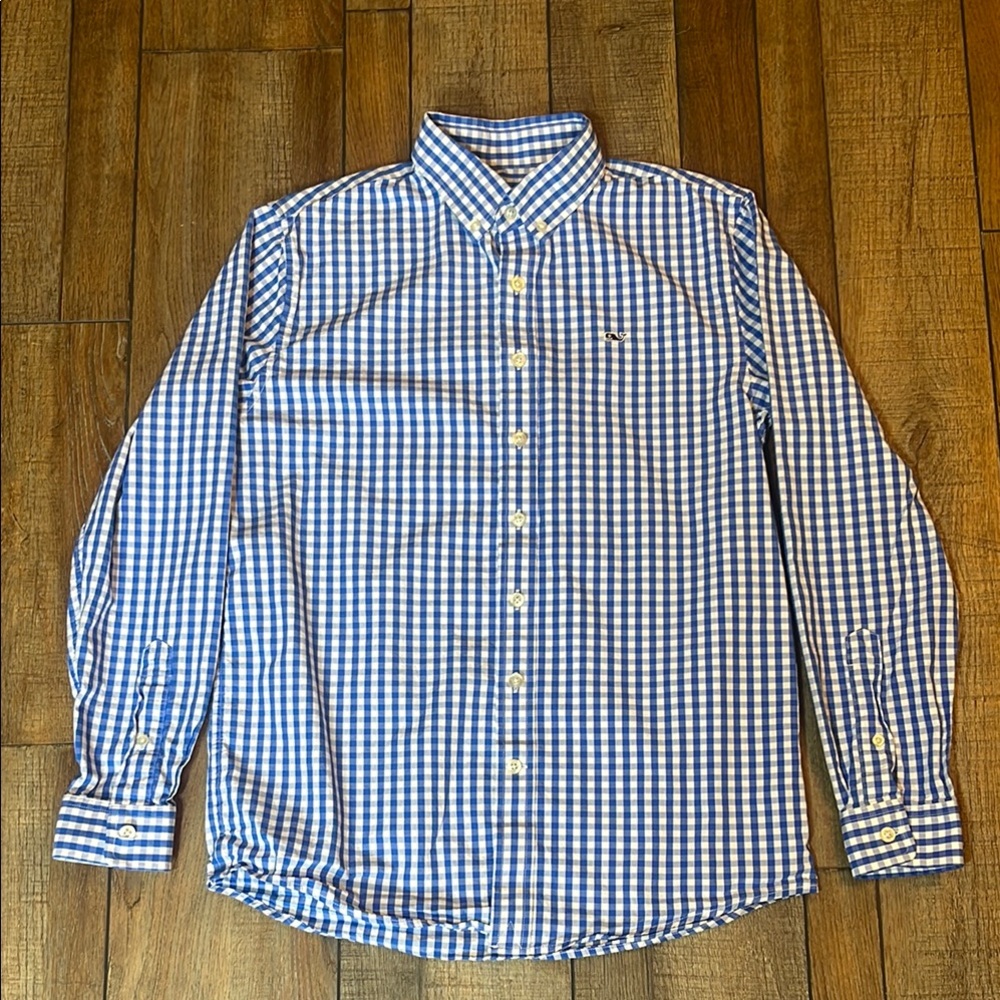 Vineyard Vines Boys Blue and White Casual Button Down Shirt